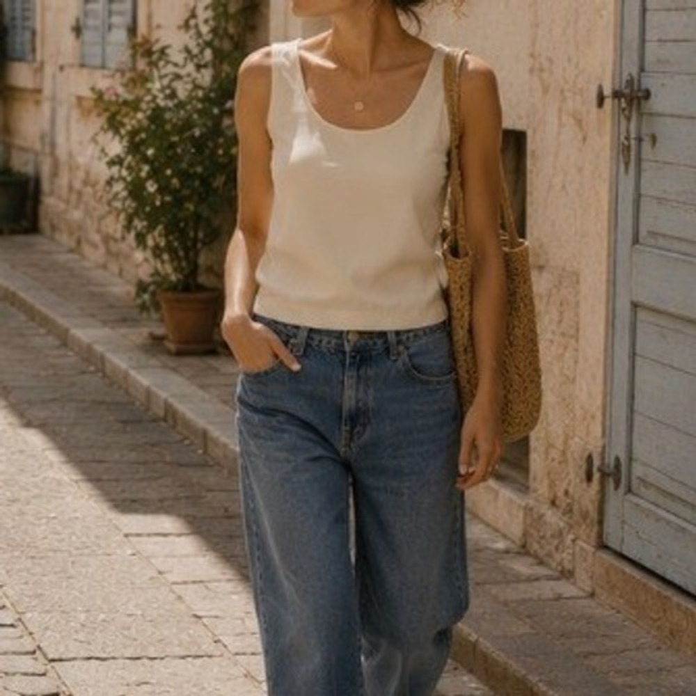 Vintage 1990s 100% Silk Cream Tank Top Medium Fairy Cottage‎ Minimalist Luxury